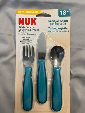 NUK Kids 3-Piece Utensil Set in Teal - Toddler Cutlery